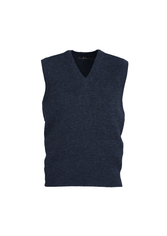 Wool Mix V-Neck Vest - Men - Navy