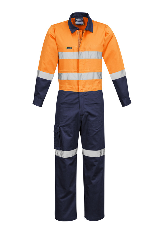 Rugged Cooling Taped 100% Cotton Overalls - Men - Orange/Navy