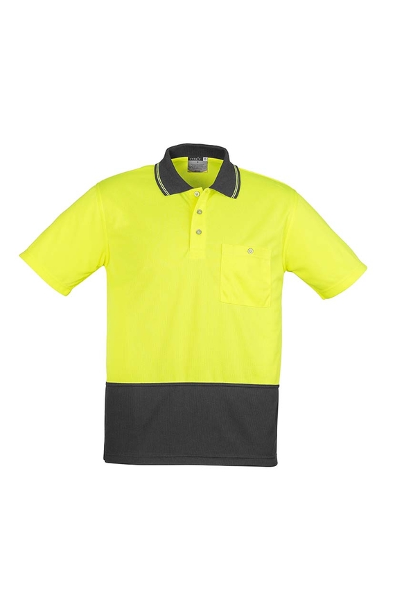 Basic Short Sleeve Hi Vis Polo Shirt - Unisex - Yellow/Charcoal