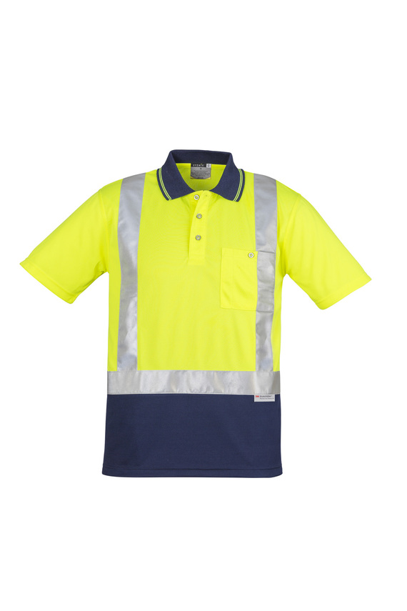 Spliced Short Sleeve Hi Vis Polo Shirt - Shoulder Taped - Men