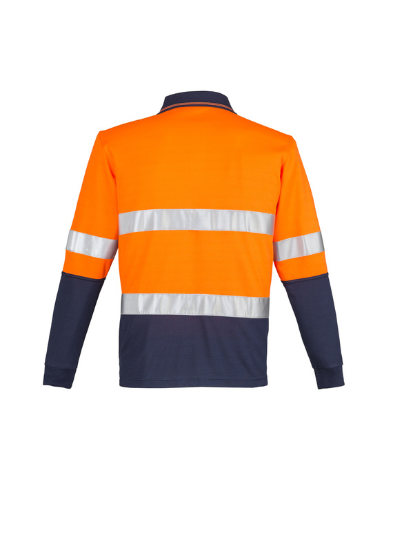 Spliced Long Sleeve Hi Vis Polo Shirt - Hoop Taped - Men - Back View