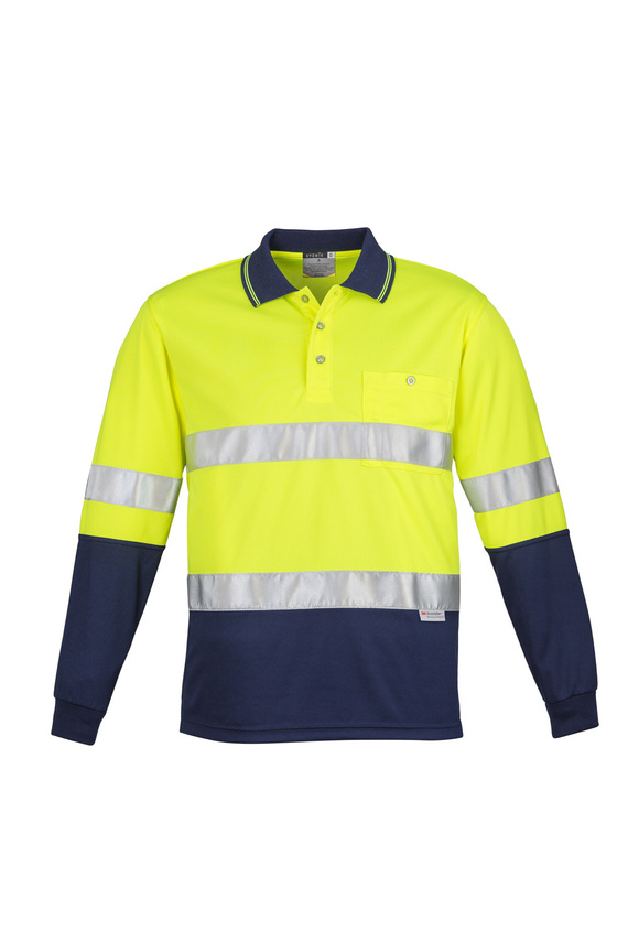 Spliced Long Sleeve Hi Vis Polo Shirt - Hoop Taped - Men