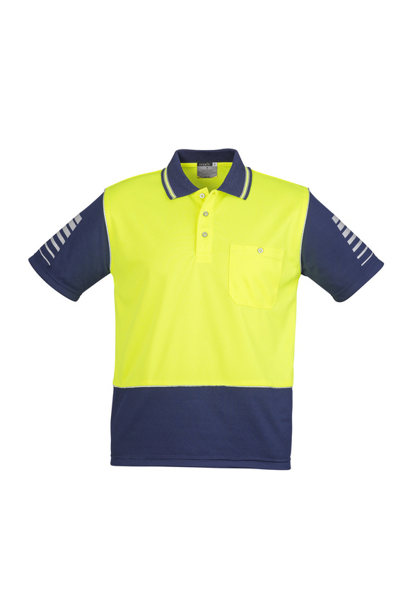 Hi Vis Zone Short Sleeve Polo Shirt - Men - Yellow/Navy