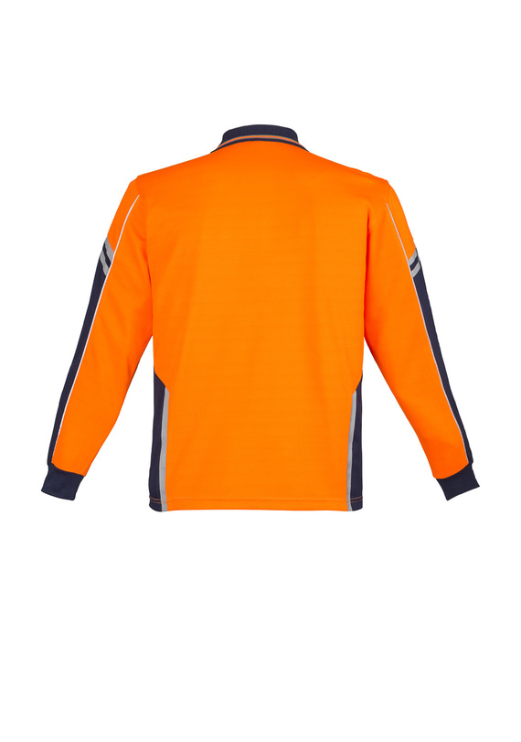 Squad Hi Vis Long Sleeve Polo Shirt - Men - Back View