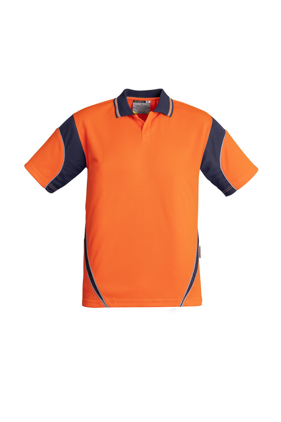 Aztec Hi Vis Day Only Short Sleeve Polo Shirt - Men - Orange/Navy