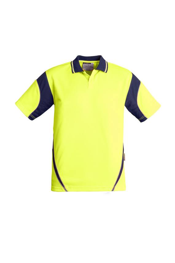 Aztec Hi Vis Day Only Short Sleeve Polo Shirt - Men - Yellow/Navy