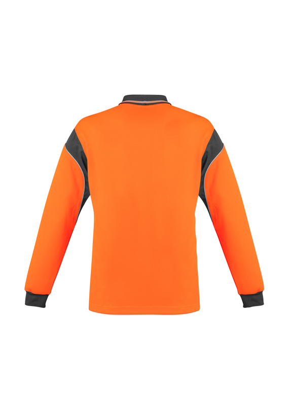 Aztec Hi Vis Day Only Long Sleeve Polo Shirt - Men - Back View