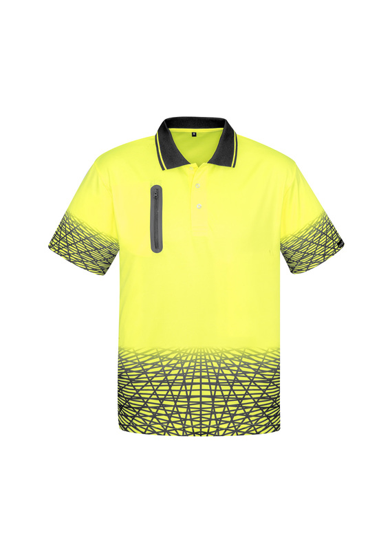 Hi Vis Tracks Polo Shirt - Men - Yellow/Charcoal