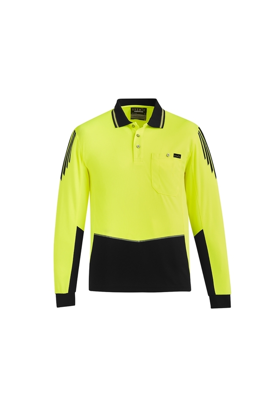 Flux Quick Dry Long Sleeve Hi Vis Polo Shirt - Men - Yellow/Black