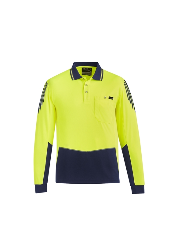 Flux Quick Dry Long Sleeve Hi Vis Polo Shirt - Men - Yellow/Navy