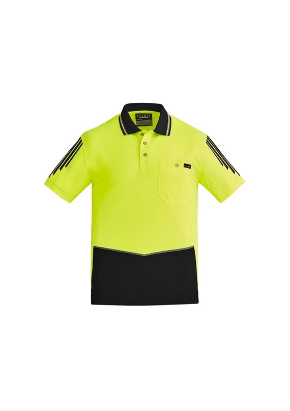 Flux Short Sleeve Hi Vis Polo Shirt - Men - Yellow/Black
