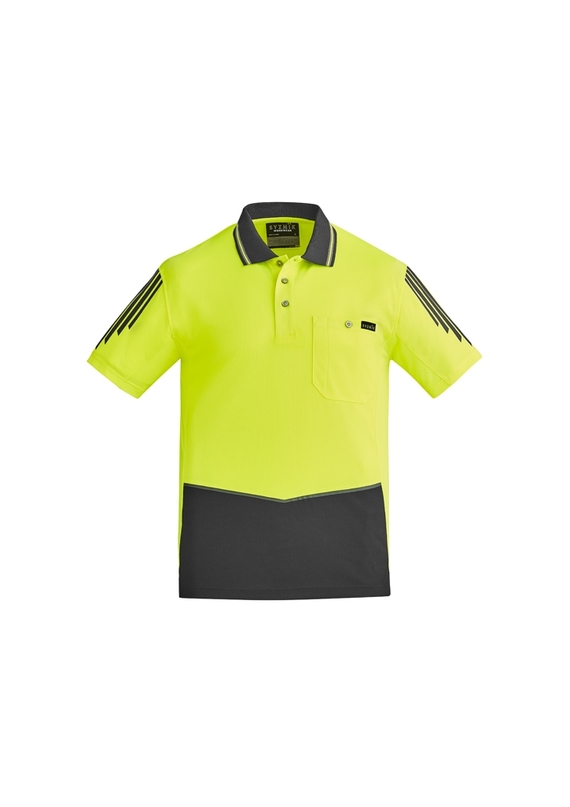 Flux Short Sleeve Hi Vis Polo Shirt - Men - Yellow/Charcoal