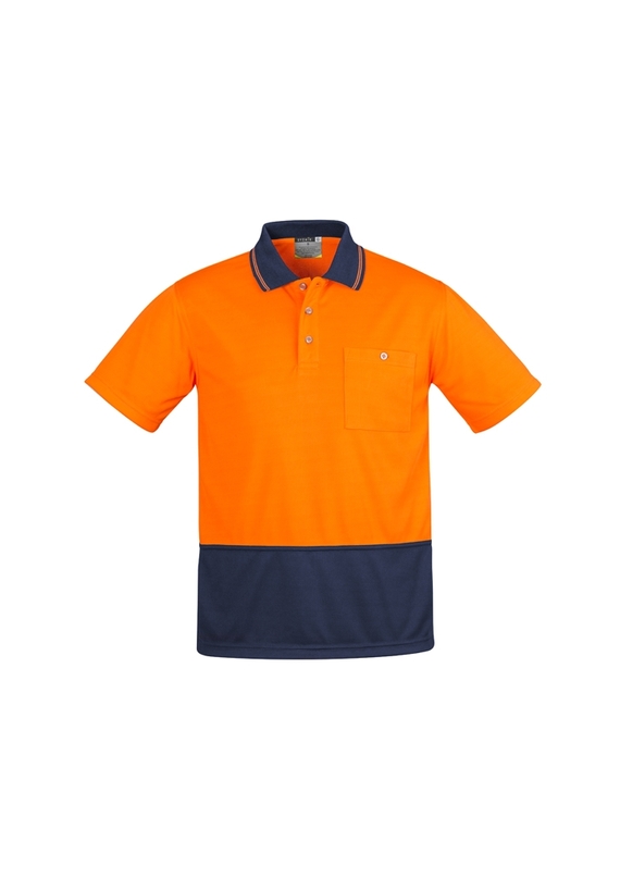 Comfort Back Short Sleeve Hi Vis Polo Shirt - Men - Orange/Navy