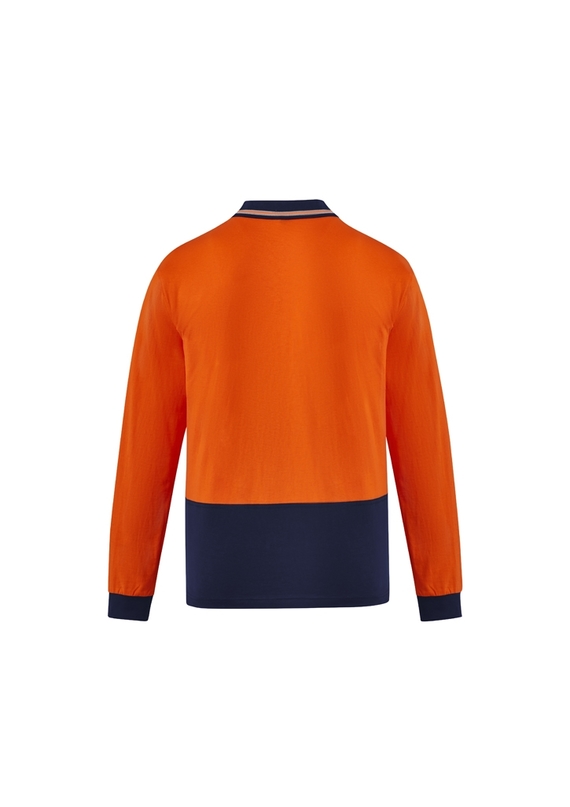 Hi Vis Cotton Long Sleeve Polo Shirt - Men - Back View