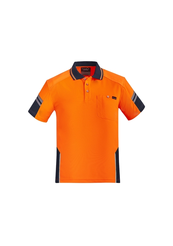 Squad Reinforced Hi Vis Short Sleeve Polo Shirt - Men - Orange/Navy