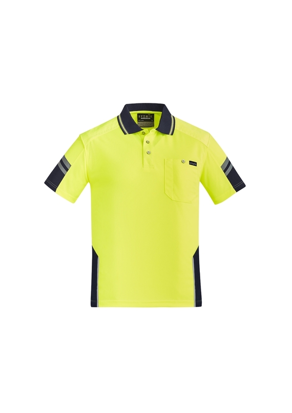 Squad Reinforced Hi Vis Short Sleeve Polo Shirt - Men - Yellow/Navy