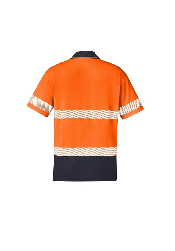 Hi Vis Segmented Taped Short Sleeve Polo Shirt - Unisex - Back View