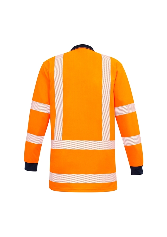 TTMC-W23 Segmented Tape Long Sleeve Polo Shirt - Back View