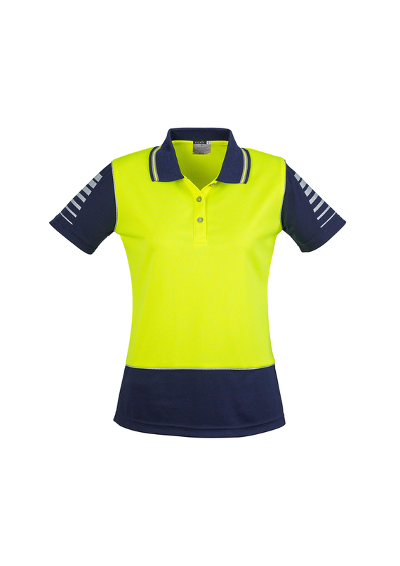 Hi Vis Zone Short Sleeve Polo Shirt - Women - Yellow/Navy