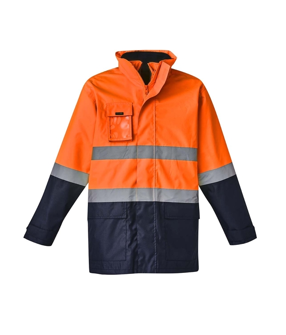 Basic 4 in 1 Waterproof Hi Vis Jacket - Men - Orange/Navy