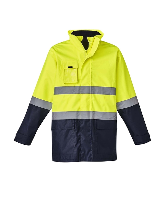 Basic 4 in 1 Waterproof Hi Vis Jacket - Men - Yellow/Navy