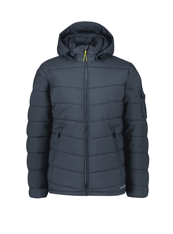 Streetworx Hooded Puffer Jacket, Plain and Hi Vis - Unisex - Charcoal Blue