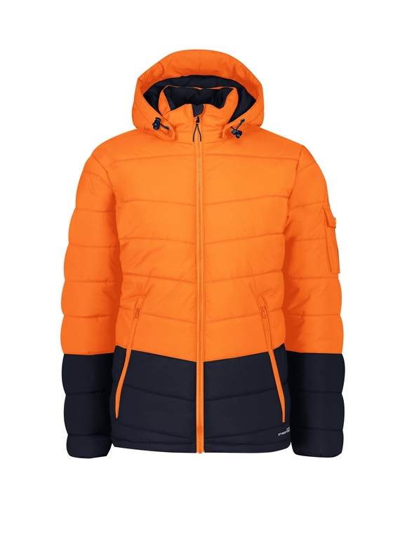 Streetworx Hooded Puffer Jacket, Plain and Hi Vis - Unisex - Orange/Navy