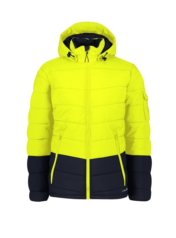 Streetworx Hooded Puffer Jacket, Plain and Hi Vis - Unisex - Yellow/Navy