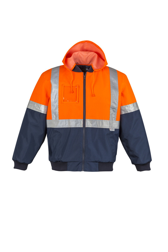 Quilted Flying Jacket - concealed hood - Men - Showing hood