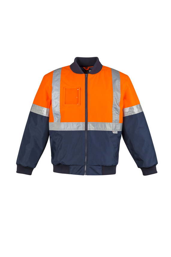 Quilted Flying Jacket - concealed hood - Men - Orange/Navy