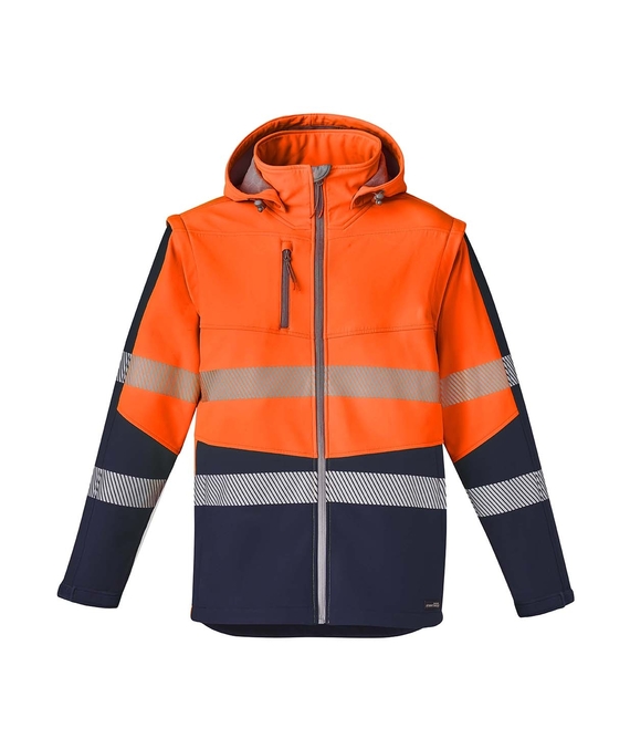 2 in 1 Stretch Softshell Segmented Taped Jacket - Unisex - Orange/Navy