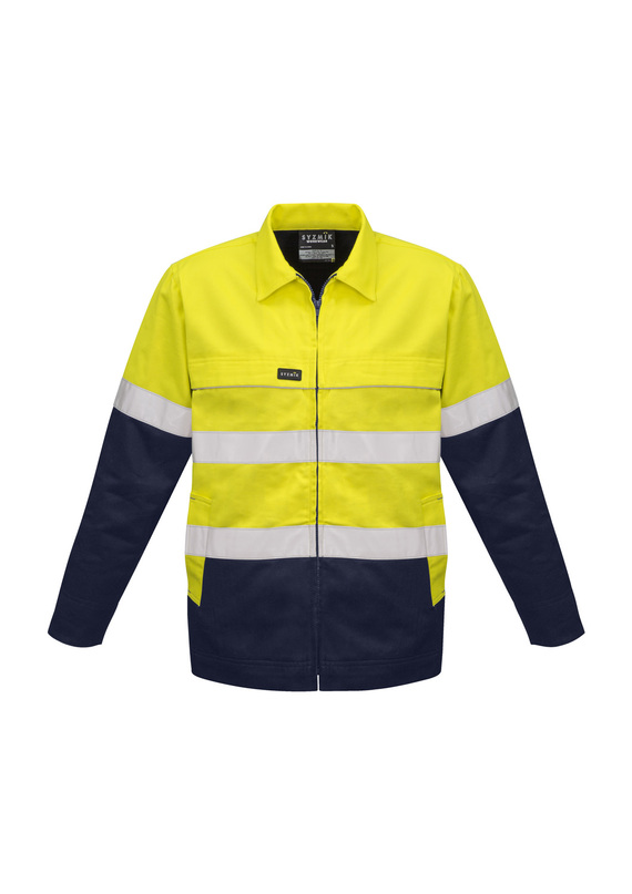 Hi Vis Cotton Drill Jacket with Cotton Flannel Lining - Men - Yellow/Navy