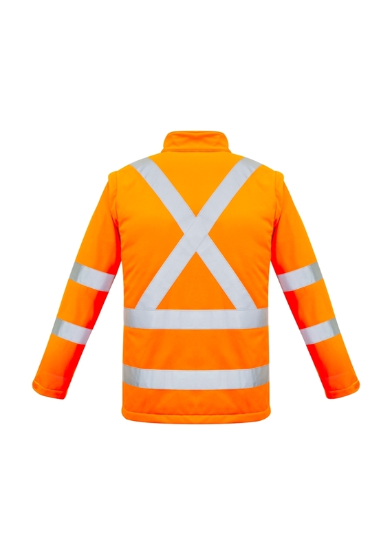 Hi Vis X Back 2 in 1 Softshell Jacket - Removable Sleeves - Unisex - Back View