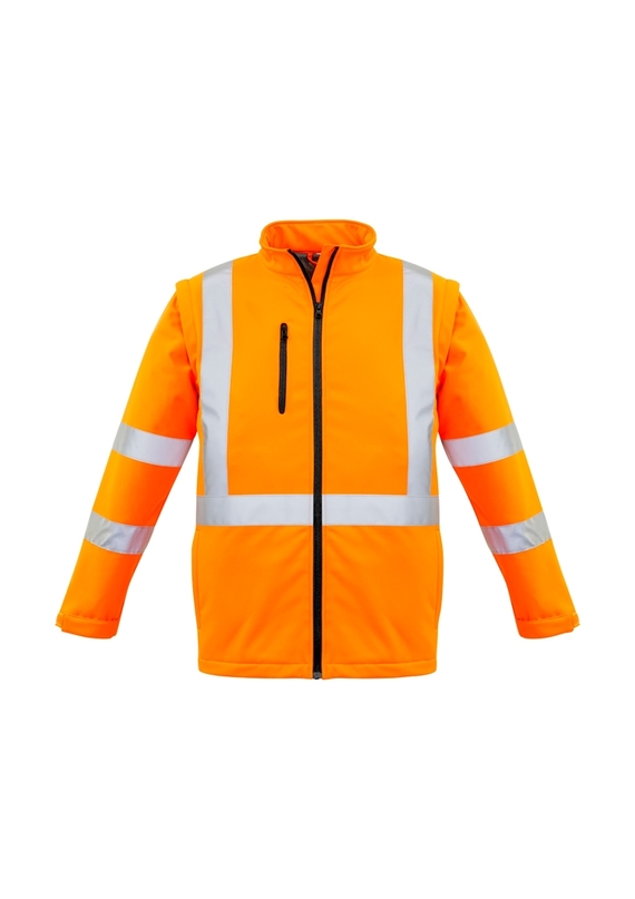 Hi Vis X Back 2 in 1 Softshell Jacket - Removable Sleeves - Unisex - Orange