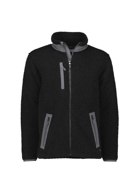 Streetworx Full Zip Sherpa Fleece, plain and hi vis - Unisex - Black