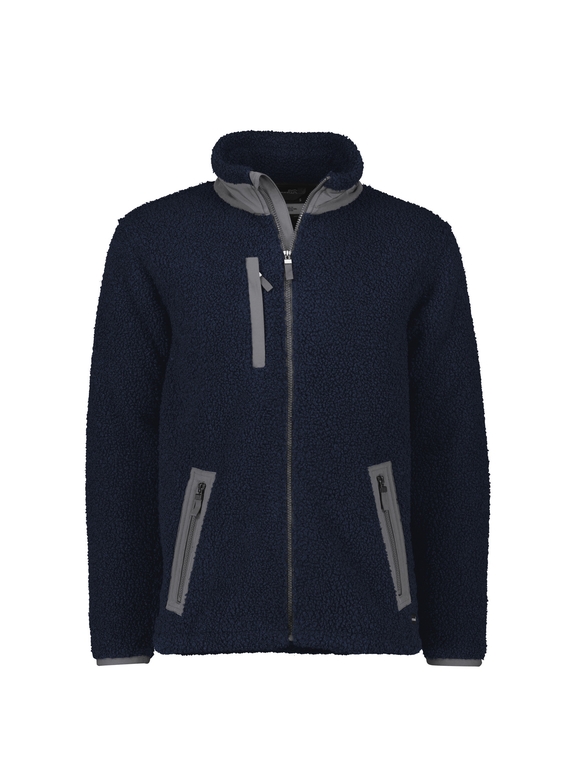 Streetworx Full Zip Sherpa Fleece, plain and hi vis - Unisex - Navy
