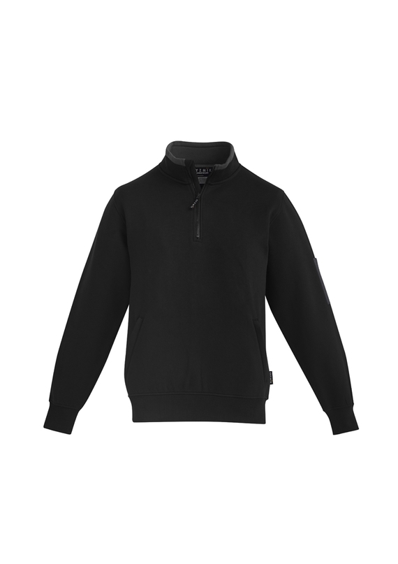 1/4 Zip Brushed Fleece - Men - Black/Charcoal
