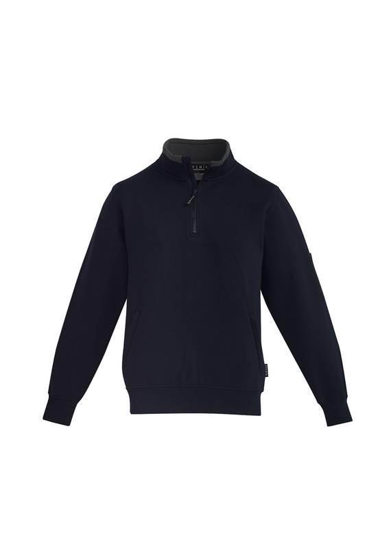 1/4 Zip Brushed Fleece - Men - Navy/Charcoal