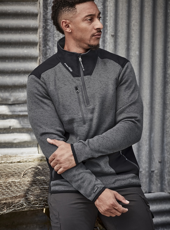 Streetworx Reinforced Knit 1/2 Zip Pullover, plain and hi vis - Unisex
