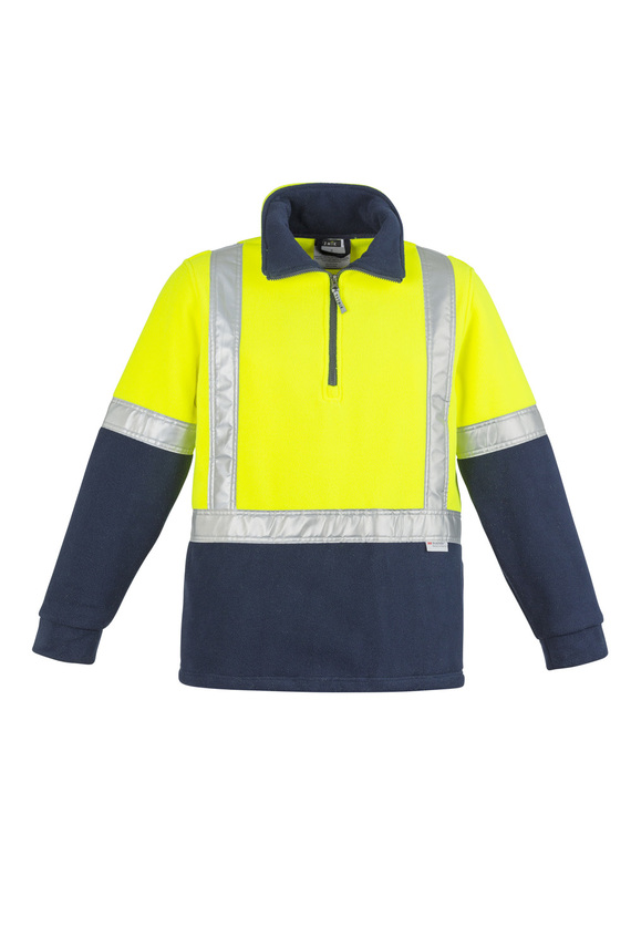 Anti-Pill Hi Vis Fleece Pullover - Shoulder Taped - Unisex - Yellow/Navy