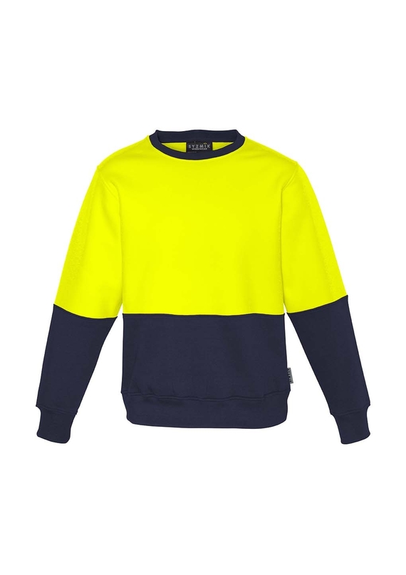 Hi Vis Crew Neck Sweatshirt - Unisex - Yellow/Navy