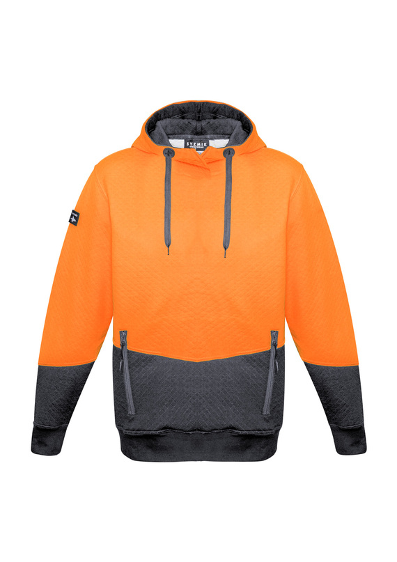 Hi Vis Textured Jacquard Hoodie - Unisex - Orange/Charcoal