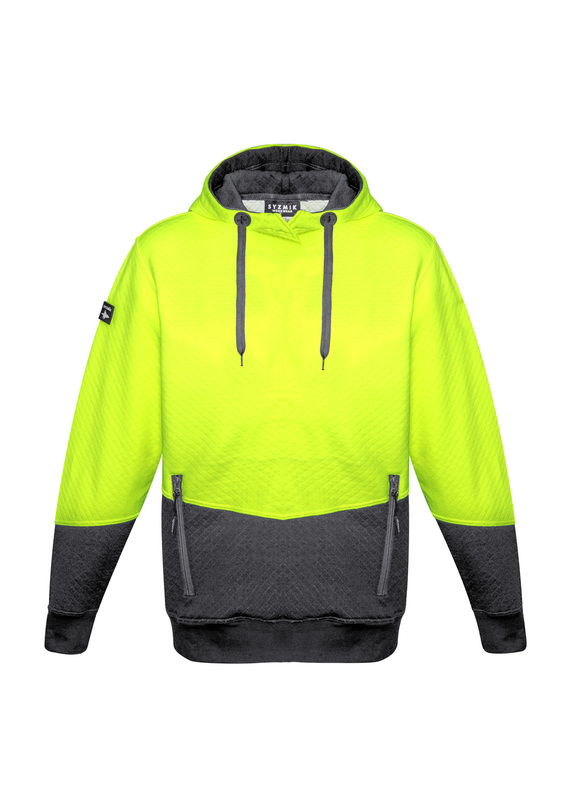Hi Vis Textured Jacquard Hoodie - Unisex - Yellow/Charcoal