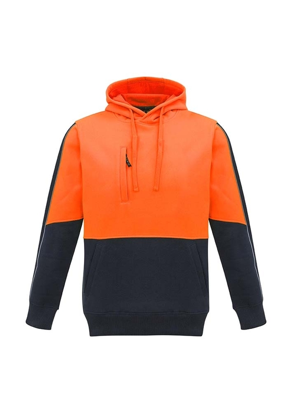 Hi Vis Pullover Hoodie - Unisex - Orange/Navy