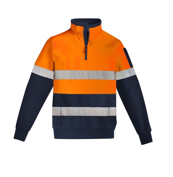 Hi Vis 1/4 Zip Pullover - Hoop Taped - Unisex - Orange/Navy