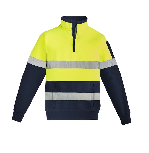 Hi Vis 1/4 Zip Pullover - Hoop Taped - Unisex - Yellow/Navy