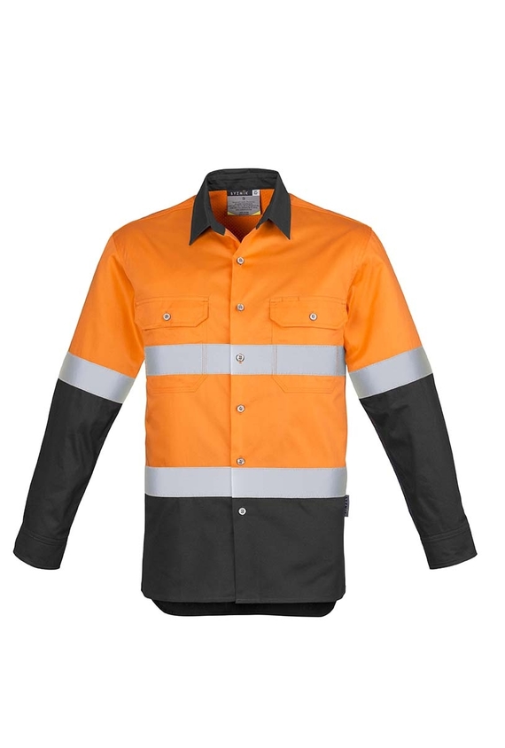 Industrial Long Sleeve Shirt - Hoop Taped - Men - Orange/Charcoal