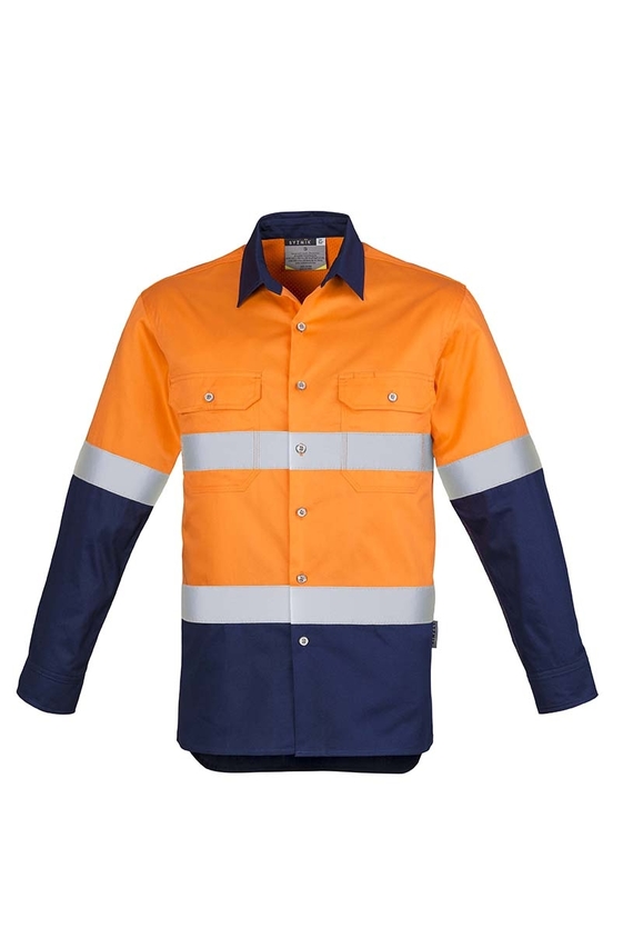 Industrial Long Sleeve Shirt - Hoop Taped - Men - Orange/Navy