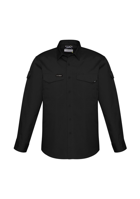 Rugged Cooling Long Sleeve Work Shirt 100% Cotton - Men - Black