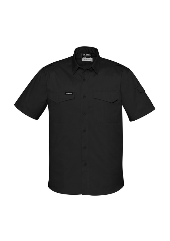 Rugged Cooling Short Sleeve Work Shirt 100% Cotton - Men - Black
